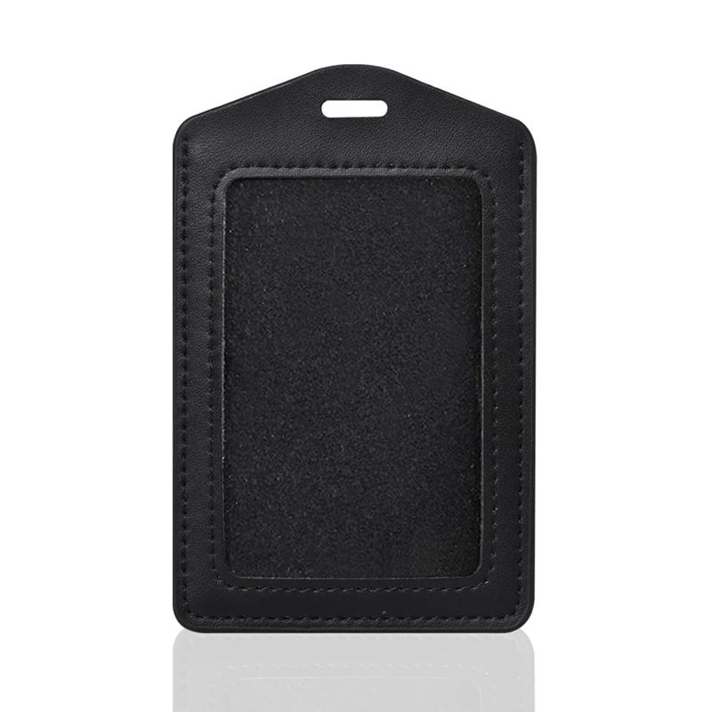 Premium PU Leather ID Card Holder Vertical - Black